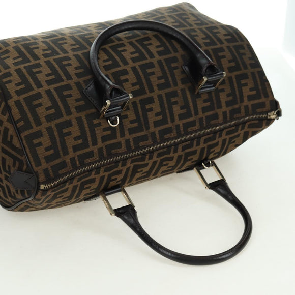 FENDI Zucca Canvas Mini Boston Bag Brown Black Auth am11498SAV