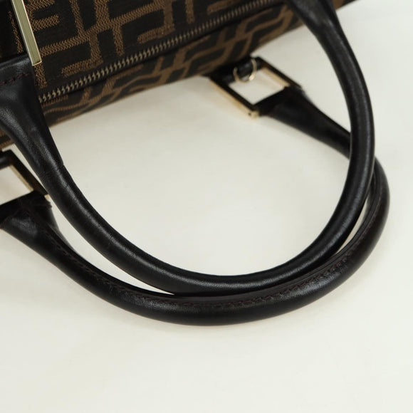 FENDI Zucca Canvas Mini Boston Bag Brown Black Auth am11498SAV