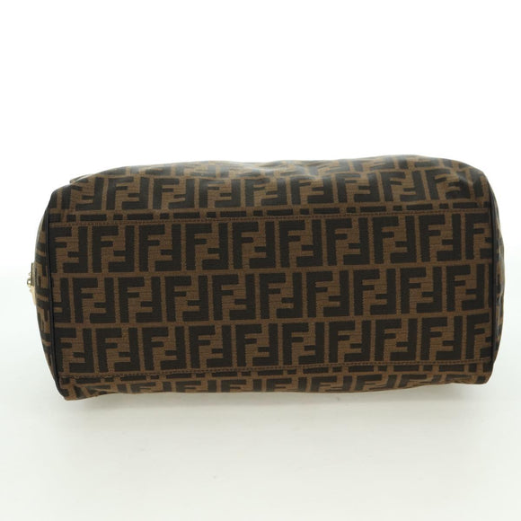 FENDI Zucca Canvas Mini Boston Bag Brown Black Auth am11498SAV
