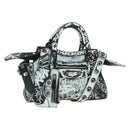 BALENCIAGA Neo Kago City XS Graffiti Bag Leather White 700940 Auth am11504SM-1