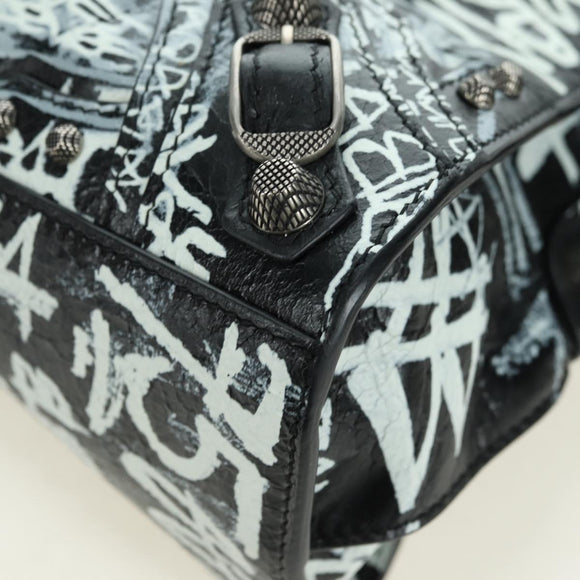 BALENCIAGA Neo Kago City XS Graffiti Bag Leather White 700940 Auth am11504SM