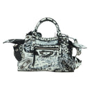 BALENCIAGA Neo Kago City XS Graffiti Bag Leather White 700940 Auth am11504SM-13