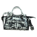 BALENCIAGA Neo Kago City XS Graffiti Tasche Leder Weiß 700940 Auth am11504SM-2