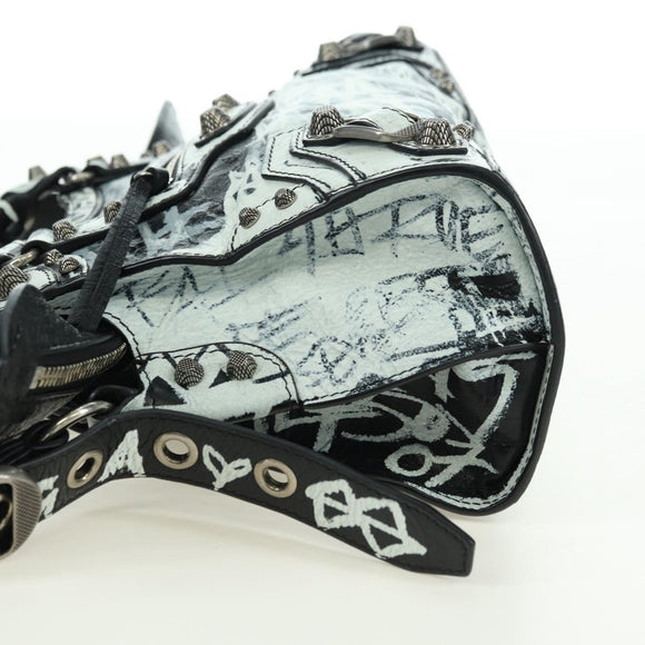 BALENCIAGA Neo Kago City XS Graffiti Bag Leather White 700940 Auth am11504SM