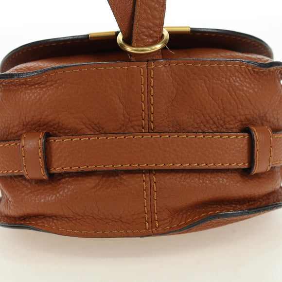 Chloe Small Saddle Bag Leather Brown Gold Auth am11505V