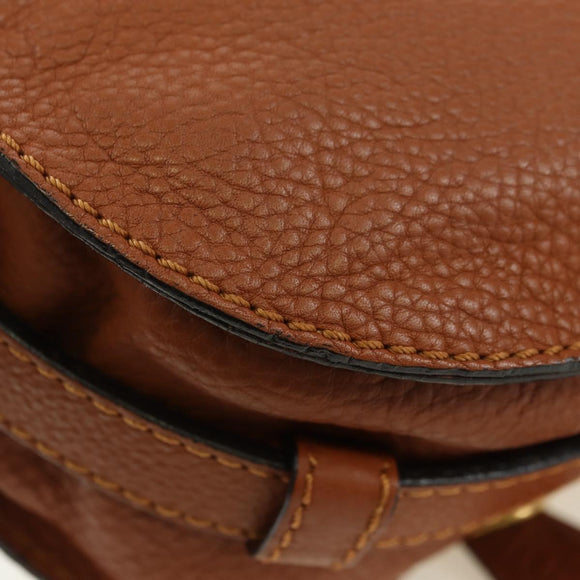 Chloe Small Saddle Bag Leather Brown Gold Auth am11505V