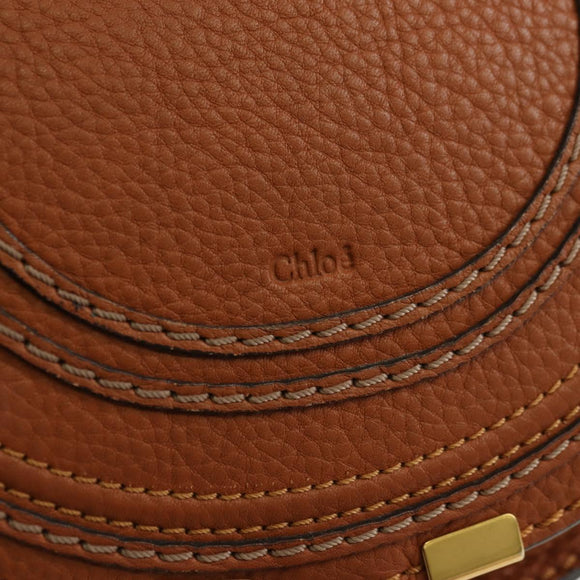 Chloe Small Saddle Bag Leather Brown Gold Auth am11505V