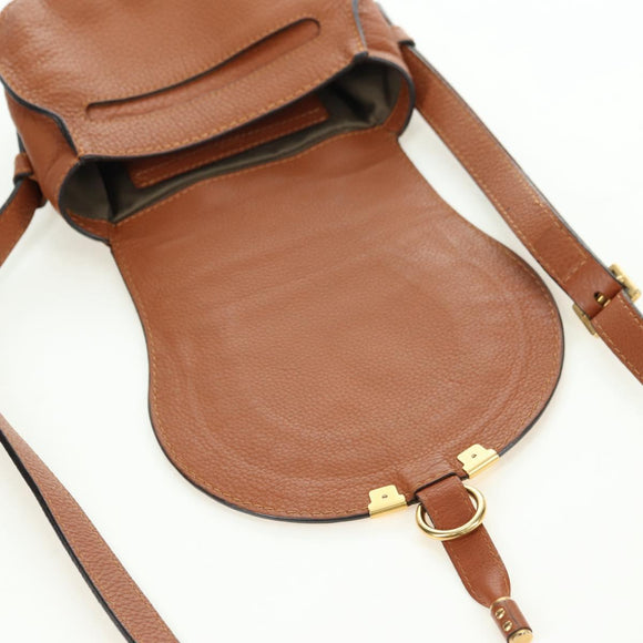 Chloe Small Saddle Bag Leather Brown Gold Auth am11505V