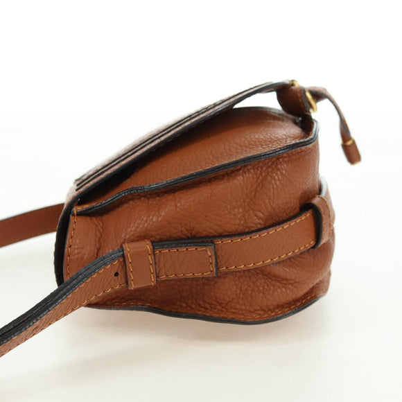 Chloe Small Saddle Bag Leather Brown Gold Auth am11505V