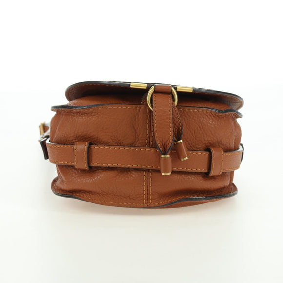 Chloe Small Saddle Bag Leather Brown Gold Auth am11505V
