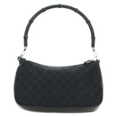 GUCCI Bamboo GG Canvas Hand Bag Black Silver 001 3865 Auth am11509A-3