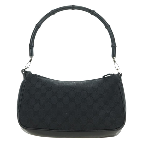 GUCCI Bamboo GG Canvas Hand Bag Black Silver 001 3865 Auth am11509A