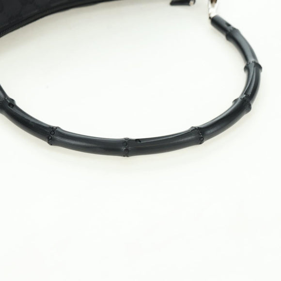 GUCCI Bamboo GG Canvas Hand Bag Black Silver 001 3865 Auth am11509A