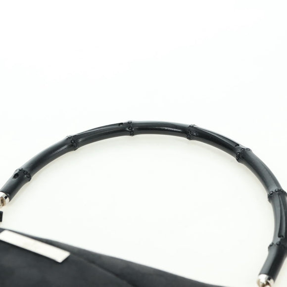 GUCCI Bamboo GG Canvas Hand Bag Black Silver 001 3865 Auth am11509A