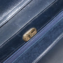 GUCCI Old Shoulder Bag Leather Navy Gold Auth am11511-16