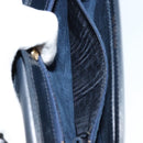 GUCCI Old Shoulder Bag Leather Navy Gold Auth am11511-21