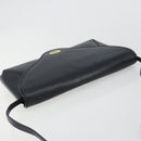 GUCCI Old Shoulder Bag Leather Navy Gold Auth am11511-6