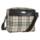 BURBERRY Nova Check Shoulder Bag Canvas Beige Silver Auth am11514-1