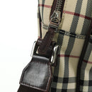 BURBERRY Nova Check Shoulder Bag Canvas Beige Silver Auth am11514-15