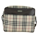 BURBERRY Nova Check Shoulder Bag Canvas Beige Silver Auth am11514-2