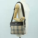 BURBERRY Nova Check Shoulder Bag Canvas Beige Silver Auth am11514-22