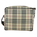 BURBERRY Nova Check Shoulder Bag Canvas Beige Silver Auth am11514-3