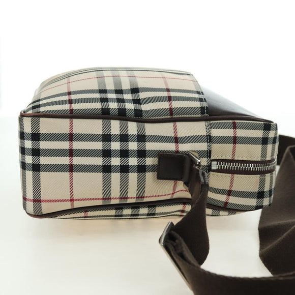 BURBERRY Nova Check Shoulder Bag Canvas Beige Silver Auth am11514