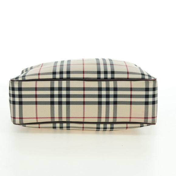 BURBERRY Nova Check Shoulder Bag Canvas Beige Silver Auth am11514
