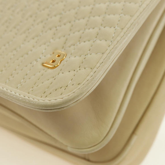 BALLY Shoulder Bag Leather Beige Gold Auth am11516A