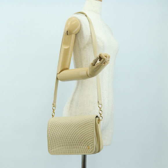 BALLY Shoulder Bag Leather Beige Gold Auth am11516A