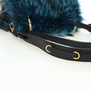 PRADA Hand Bag Fur Leather Blue Black Auth am11517SM-15