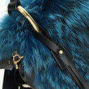 PRADA Hand Bag Fur Leather Blue Black Auth am11517SM-24