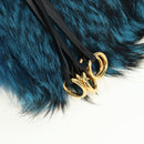 PRADA Hand Bag Fur Leather Blue Black Auth am11517SM-25