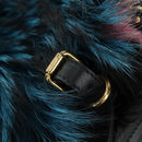 PRADA Hand Bag Fur Leather Blue Black Auth am11517SM-26