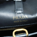 PRADA Hand Bag Fur Leather Blue Black Auth am11517SM-30