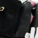 PRADA Hand Bag Fur Leather Blue Black Auth am11517SM-34