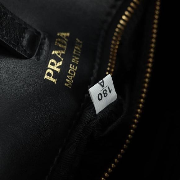 PRADA Hand Bag Fur Leather Blue Black Auth am11517SM