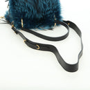 PRADA Hand Bag Fur Leather Blue Black Auth am11517SM-8
