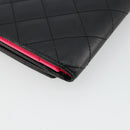 CHANEL Cambon Line Long Wallet Lamb Skin Black White CC Auth am11522V-16