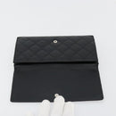 CHANEL Cambon Line Long Wallet Lamb Skin Black White CC Auth am11522V-8