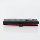 CHANEL Cambon Line Long Wallet Lamb Skin Black White CC Auth am11522V-5
