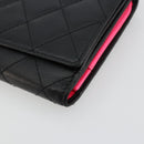 CHANEL Cambon Line Long Wallet Lamb Skin Black White CC Auth am11522V-7