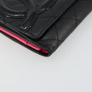 CHANEL Cambon Line Long Wallet Lamb Skin Black White CC Auth am11522V-14