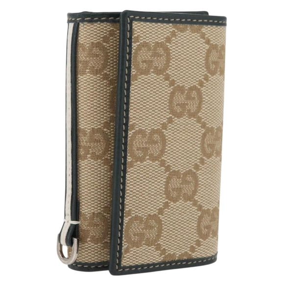 GUCCI GG Canvas Key Case Beige Green 131928 Auth am11528V