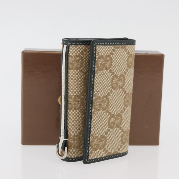 GUCCI GG Canvas Key Case Beige Green 131928 Auth am11528V
