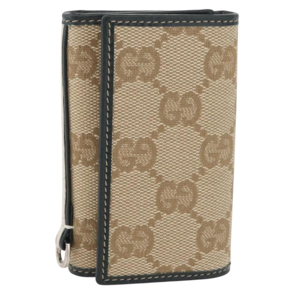 GUCCI GG Canvas Key Case Beige Green 131928 Auth am11528V