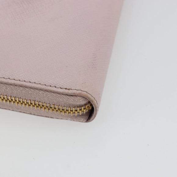 PRADA Ribbon Long Wallet Safiano leather Pink Gold Auth am11530