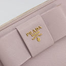 PRADA Ribbon Long Wallet Safiano leather Pink Gold Auth am11530-17