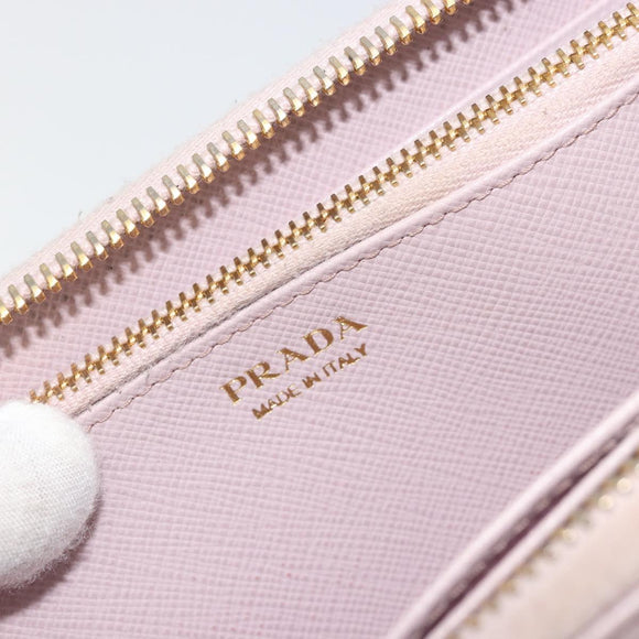 PRADA Ribbon Long Wallet Safiano leather Pink Gold Auth am11530