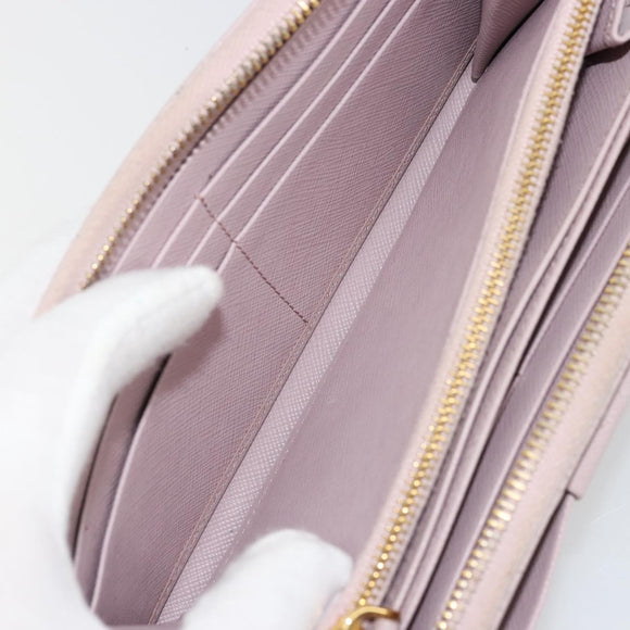 PRADA Ribbon Long Wallet Safiano leather Pink Gold Auth am11530